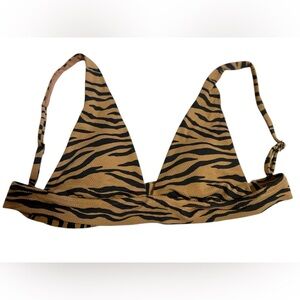 NWT Aerie Brown Tan Black Zebra Print‎ Triangle Bikini Swim Top Size Small
